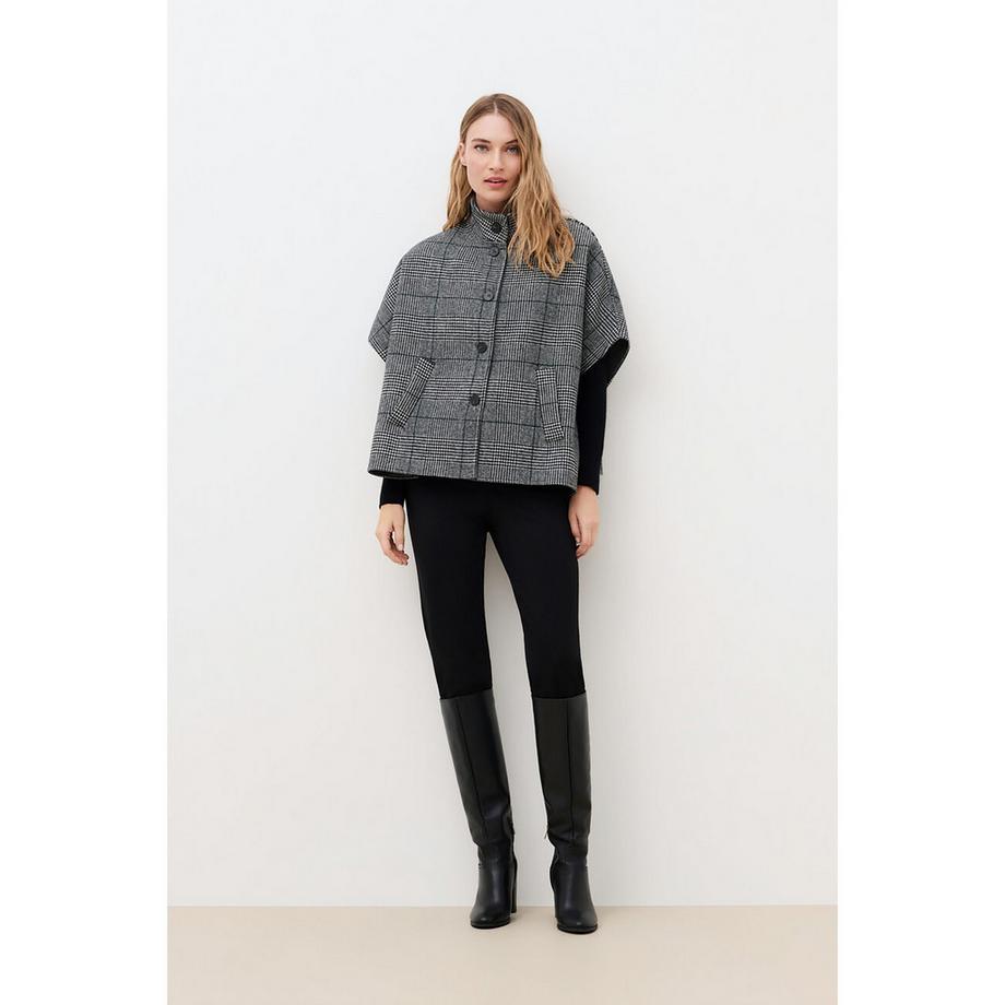 Caroll Poncho à carreaux avec col montant  