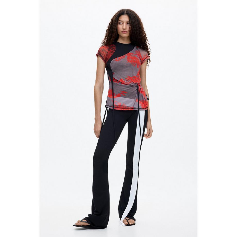 Desigual T-shirt con stampa grafica e inserti trasparenti  