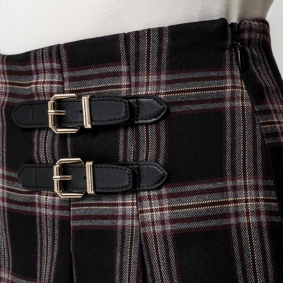 MORGAN Jupe plissée courte à carreaux avec ceinture  