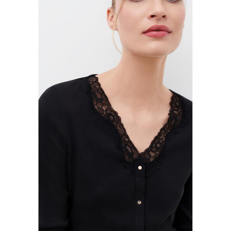 Caroll T-shirt col en V avec bordure en dentelle  