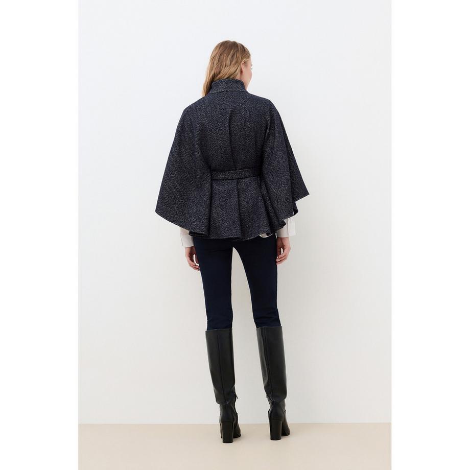 Caroll Herringbone Poncho mit Gürtel  