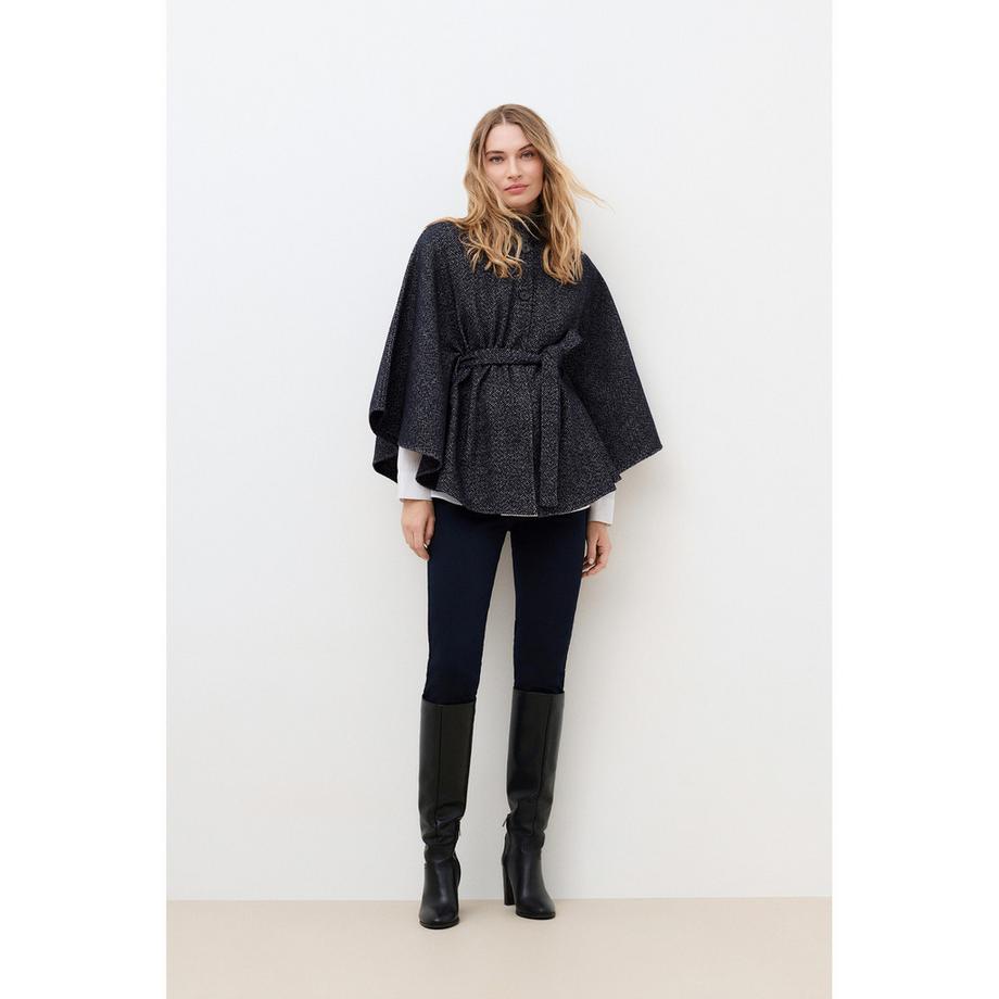 Caroll Herringbone Poncho mit Gürtel  