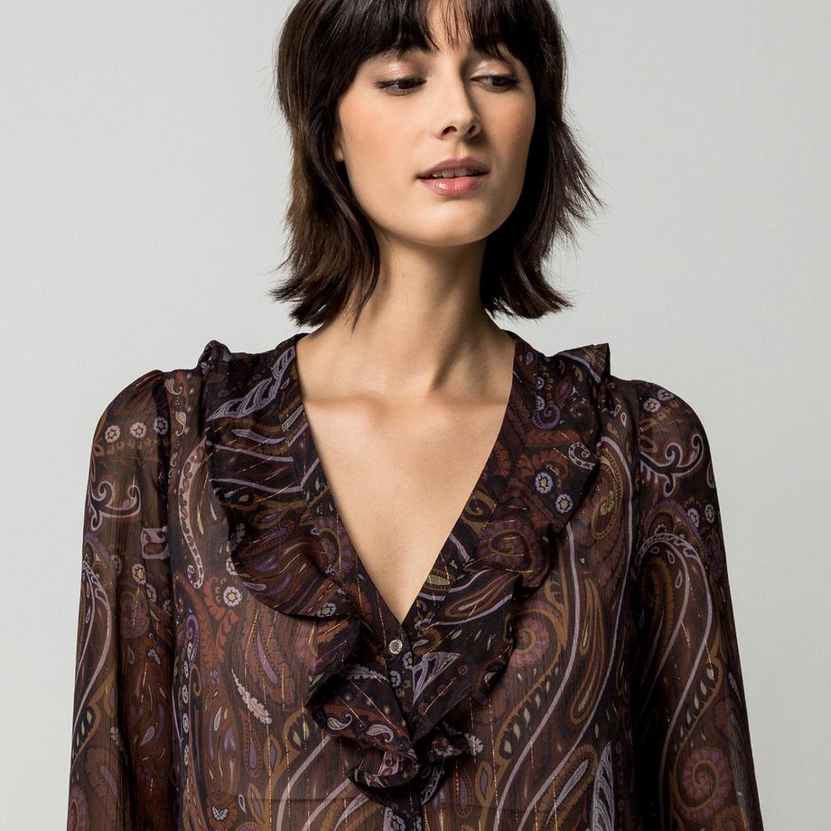 MORGAN Blouse à motif Paisley avec col froncé  