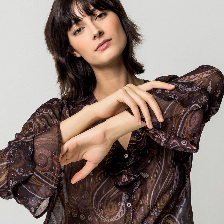 MORGAN Blouse à motif Paisley avec col froncé  