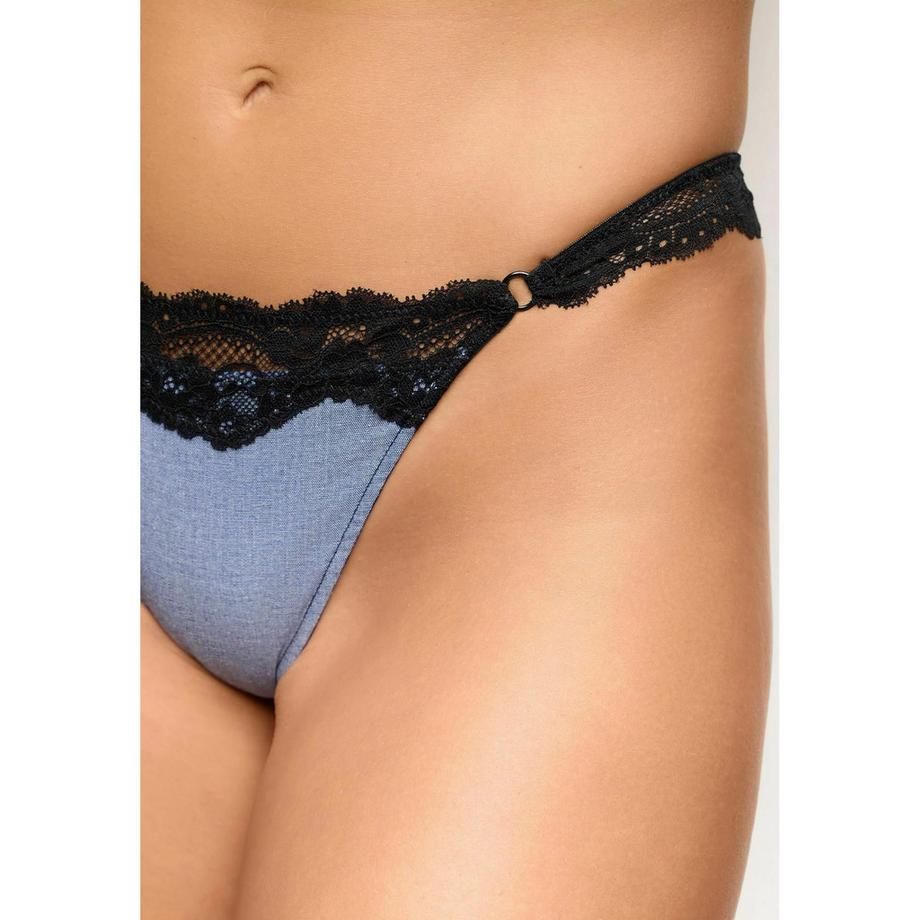 Yamamay String in denim e pizzo  