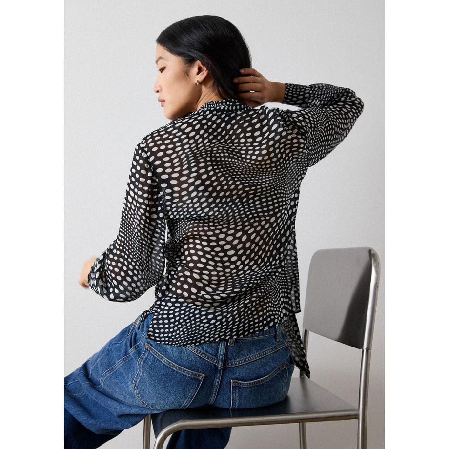 Whistles Mixed Spot Polka Dot Bluse Langarm  