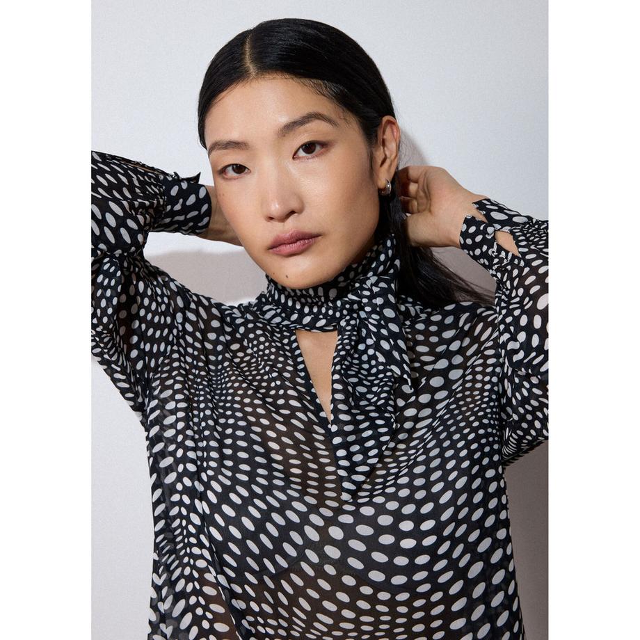 Whistles Mixed Spot Polka Dot Bluse Langarm  