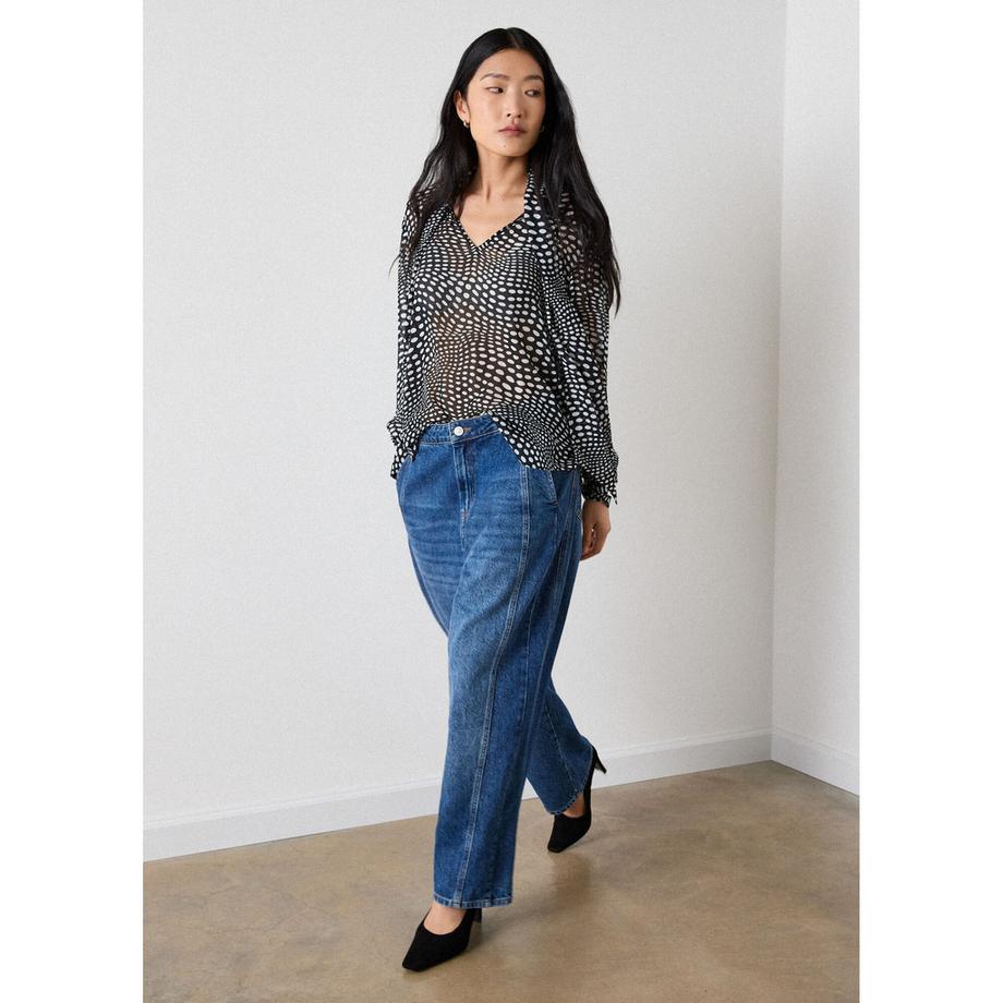 Whistles Mixed Spot Polka Dot Bluse Langarm  