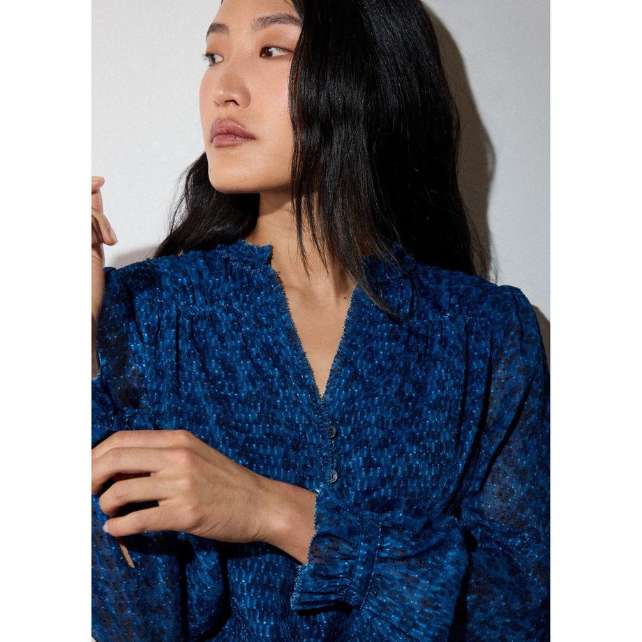 Whistles Floral Textured Langarmbluse  