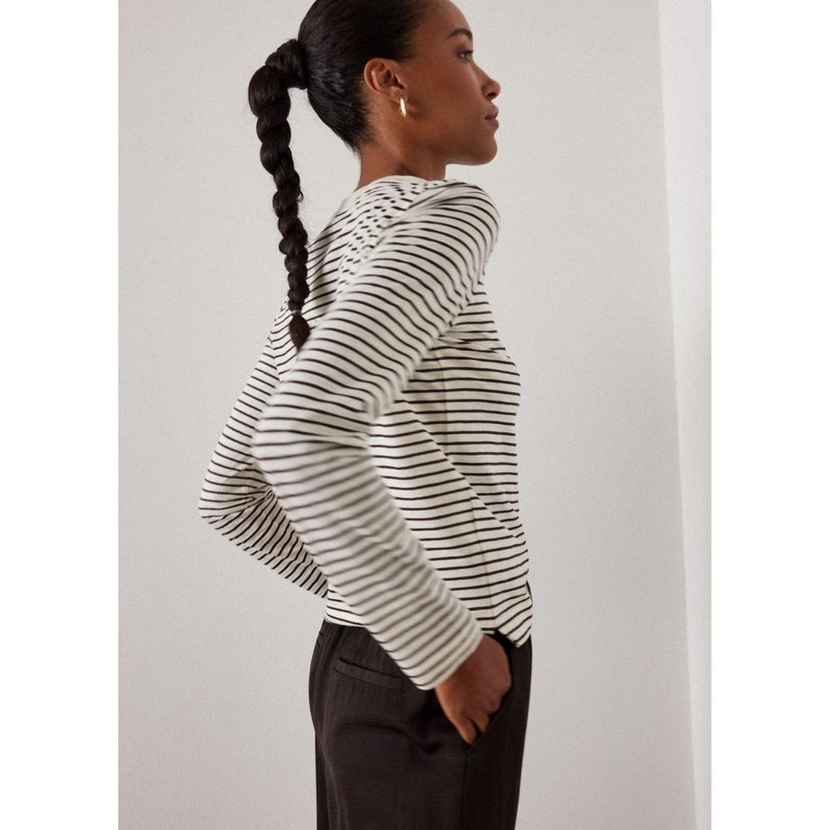 Whistles Stripe Crew Neck Haut à Manches Longues  