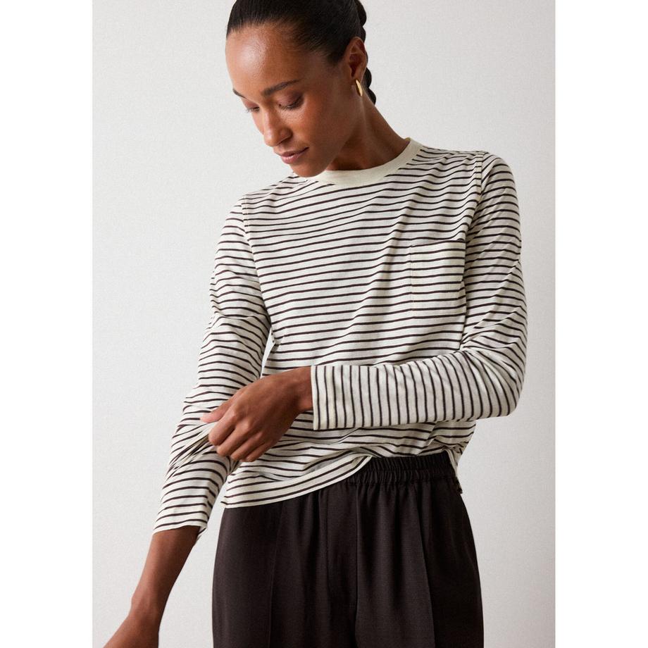 Whistles Stripe Crew Neck Haut à Manches Longues  