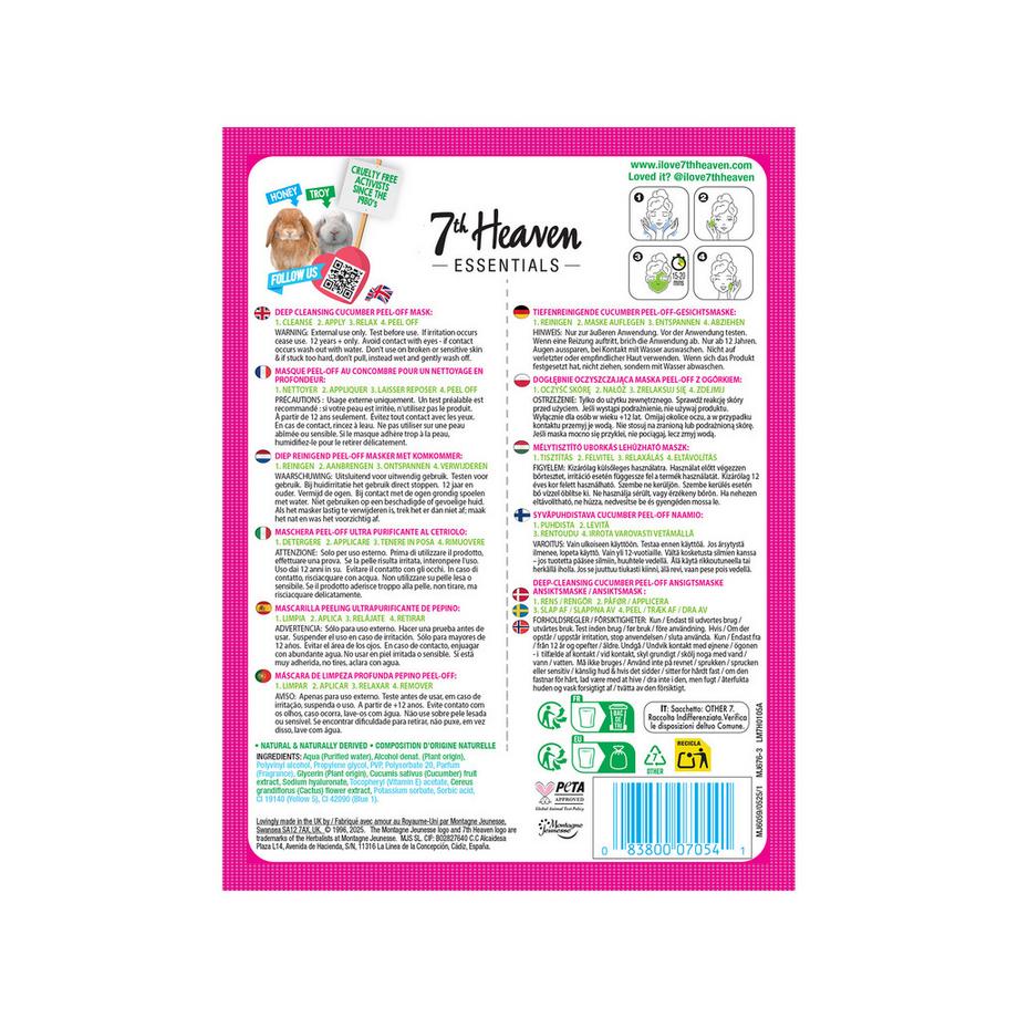 7th Heaven  Nettoyage en profondeur concombre masque peeling 