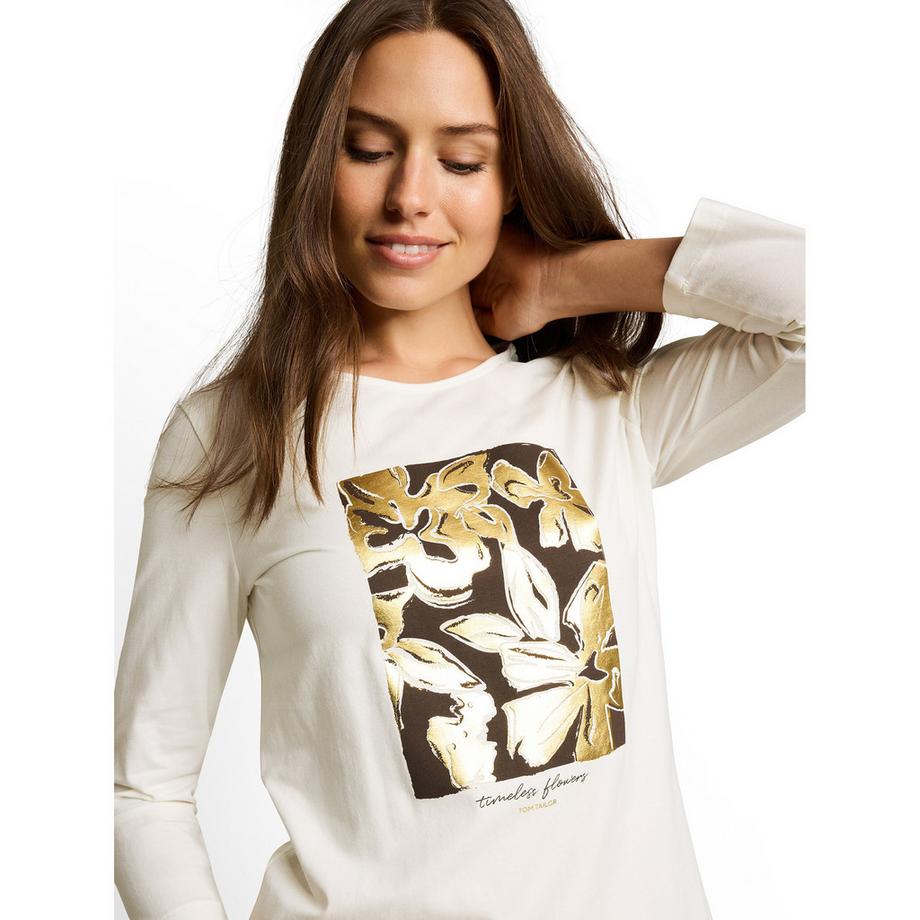 TOM TAILOR Langarm T-Shirt mit Blumendruck  