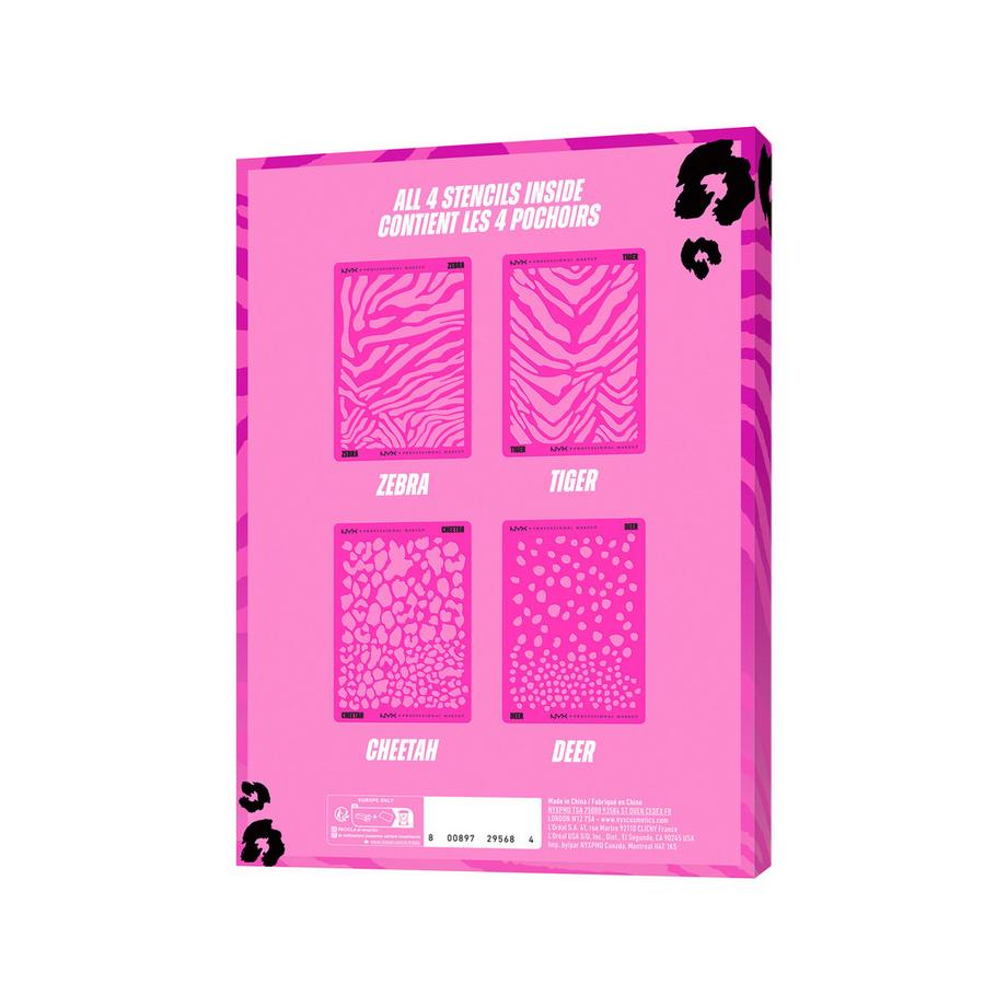 NYX-PROFESSIONAL-MAKEUP  Animal Print Schablonen-Set Vorlagen für Gesichts-, Körper- und Augen-Makeup (4-teilig) 