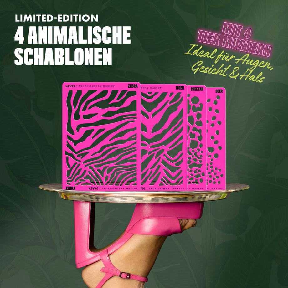 NYX-PROFESSIONAL-MAKEUP  Animal Print Schablonen-Set Vorlagen für Gesichts-, Körper- und Augen-Makeup (4-teilig) 