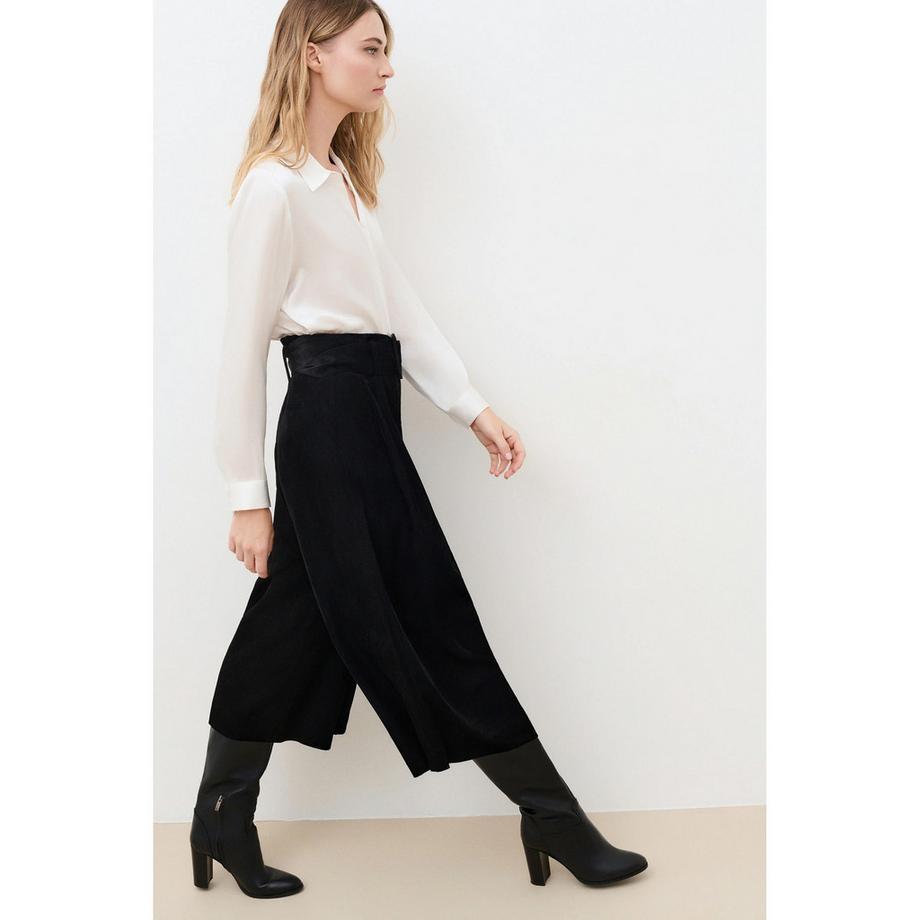 Caroll Pantaloni plissettati vita alta con cintura  