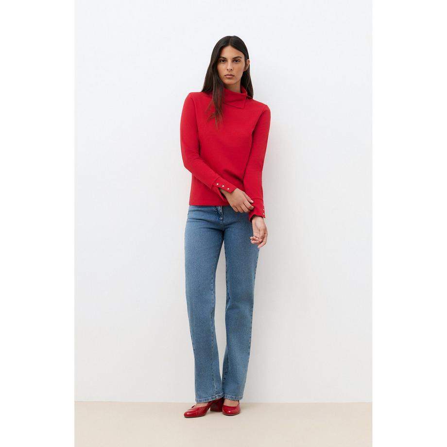 Caroll T-shirt collo alto con polsini bottonati  