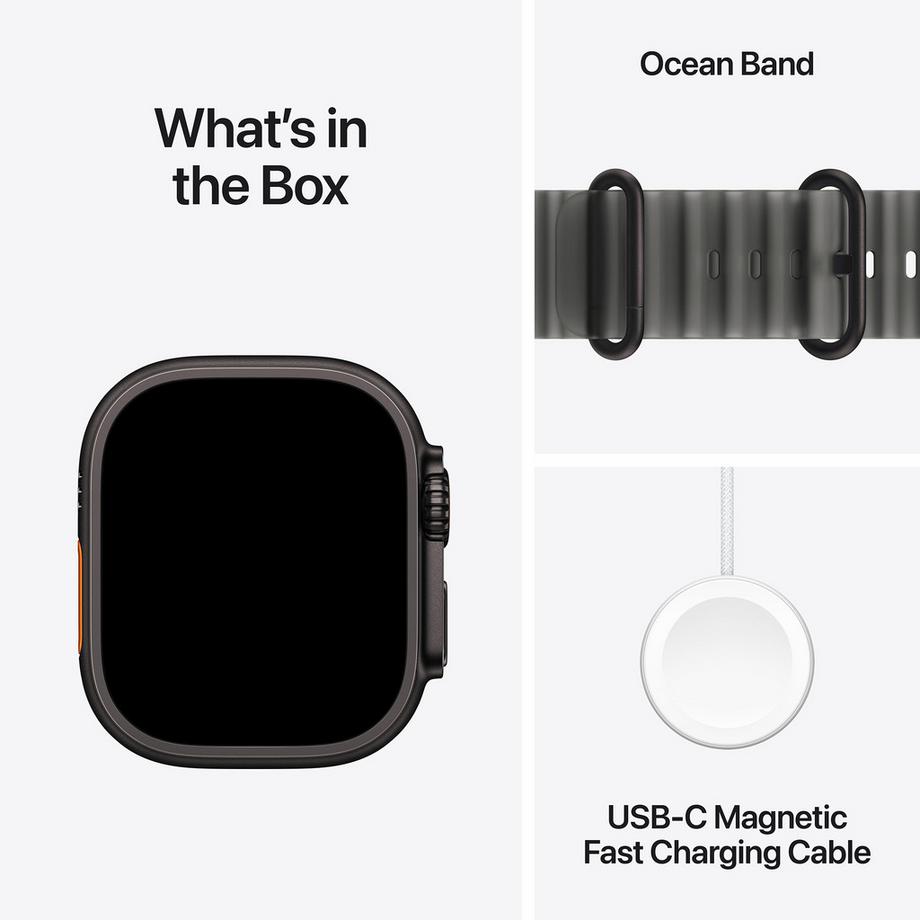Apple AW Ultra 4 GPS + CEL 49mm Black Titanium Case with Black Ocean Band Smartwatch 