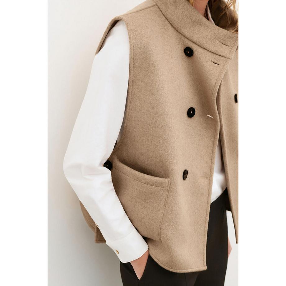 Caroll Poncho con collo alto e chiusura doppiopetto  