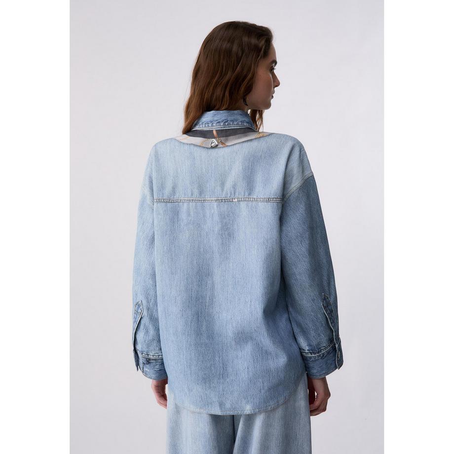 LIU JO Blouse en jeans avec panneau imprimé  