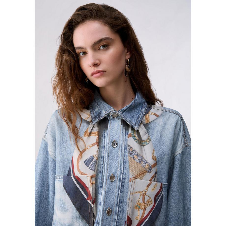 LIU JO Blouse en jeans avec panneau imprimé  
