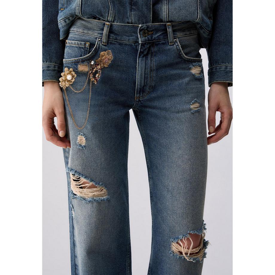 LIU JO Jeans a gamba larga strappati  