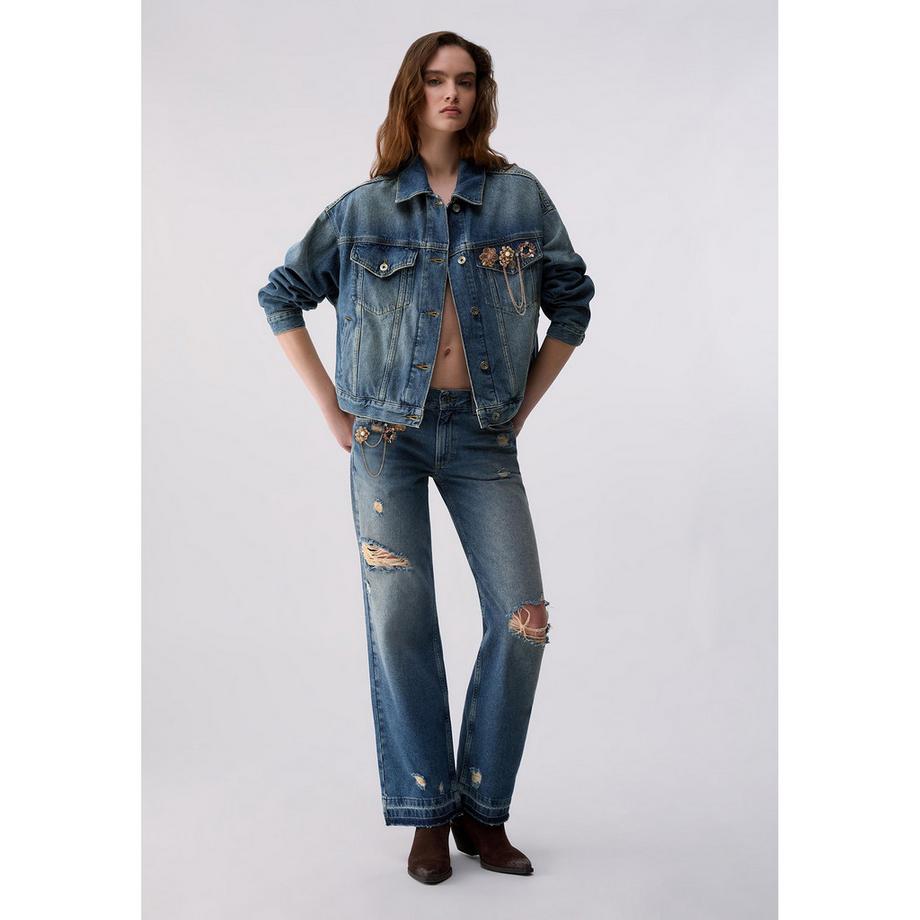 LIU JO Jeans a gamba larga strappati  