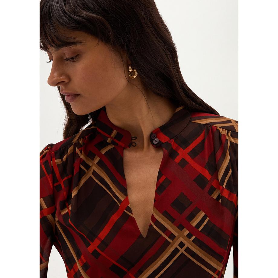 HOBBS Vestito Ophelia a maniche lunghe con stampa a quadri  