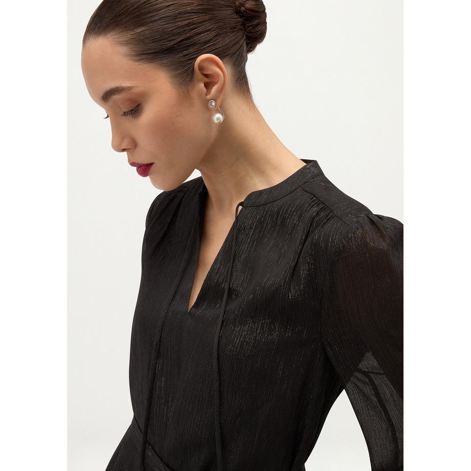 HOBBS Vestito Morena maniche lunghe collo con fiocco e orlo arricciato  
