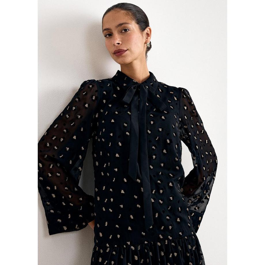 Phase Eight Vestito Ines a pois con collo a fiocco  
