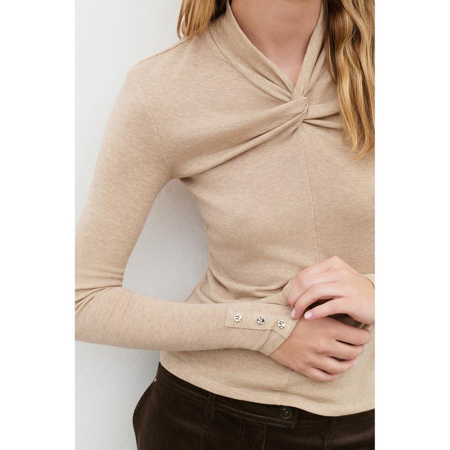 Caroll T-shirt a maniche lunghe con scollo attorcigliato  