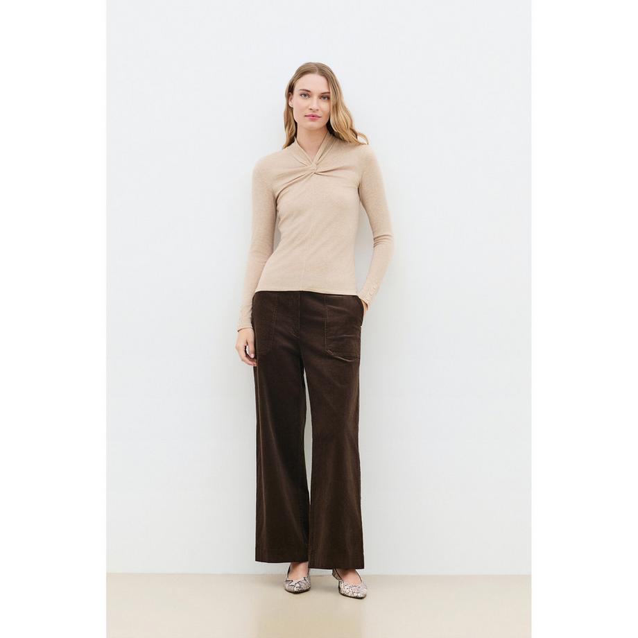 Caroll T-shirt a maniche lunghe con scollo attorcigliato  
