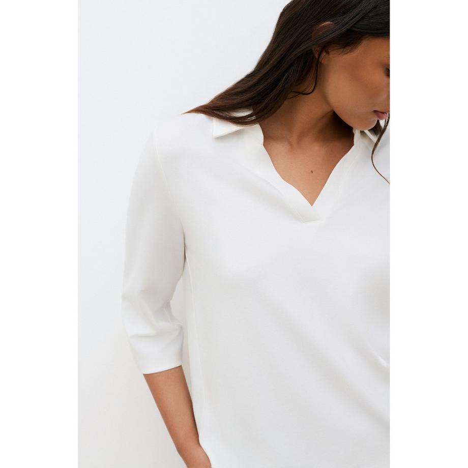 Caroll T-shirt col polo manches trois quarts  