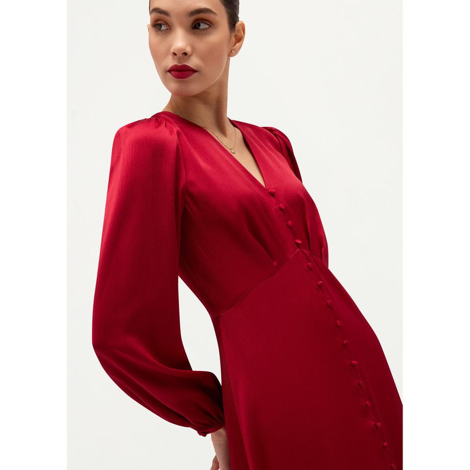 HOBBS Rosabella Abito Midi a Maniche Lunghe e Collo a V  