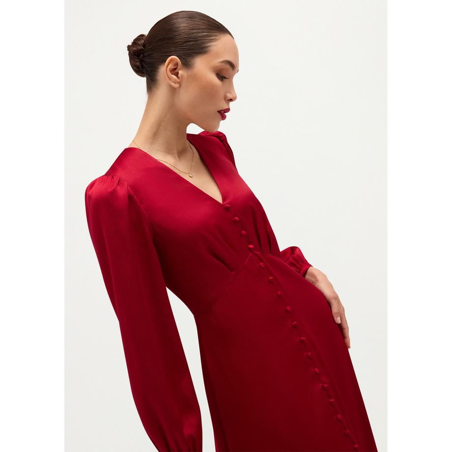 HOBBS Rosabella Abito Midi a Maniche Lunghe e Collo a V  