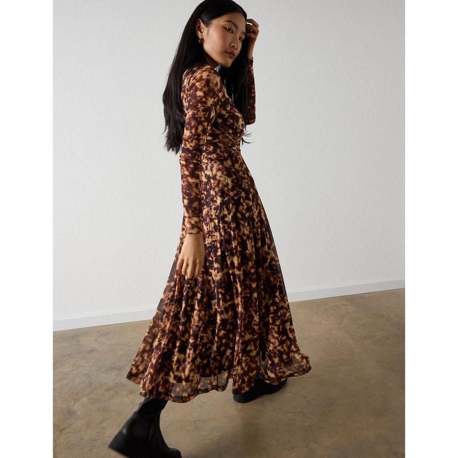 Whistles Robe manches longues Abstract Animal Mesh  