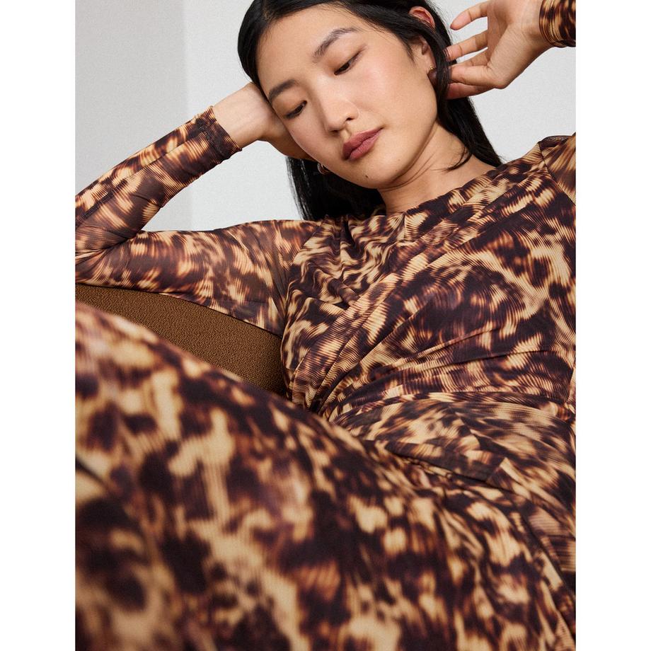 Whistles Robe manches longues Abstract Animal Mesh  