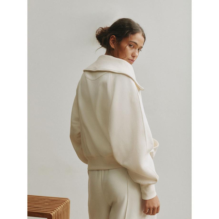 Self. SLF HZIP COLLAR ECRU Sweat-shirt 