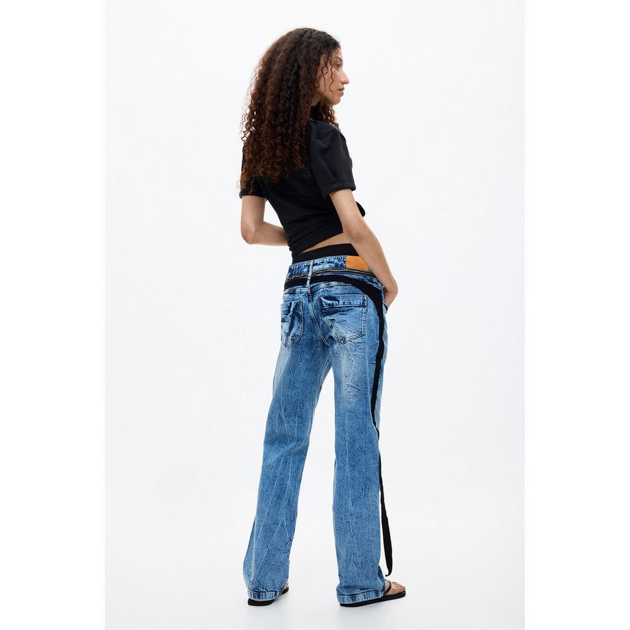 Desigual Weit geschnittene Jeans mit Seitengurten  