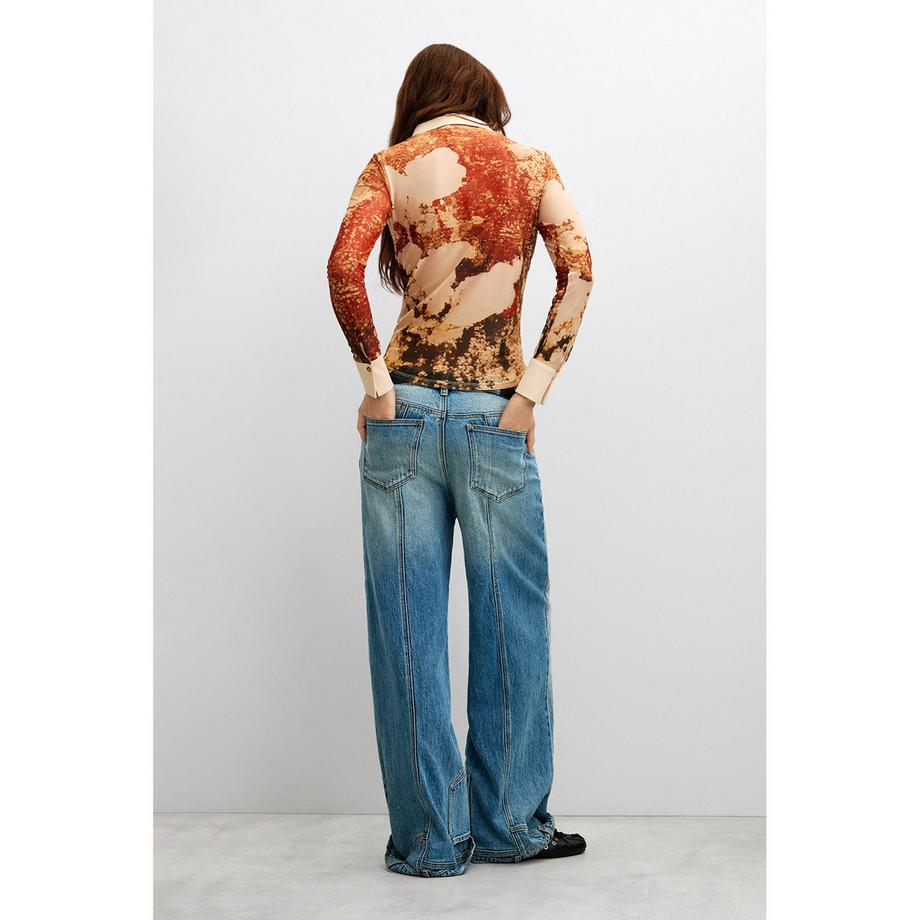 Desigual T-shirt à manches longues imprimé avec col  