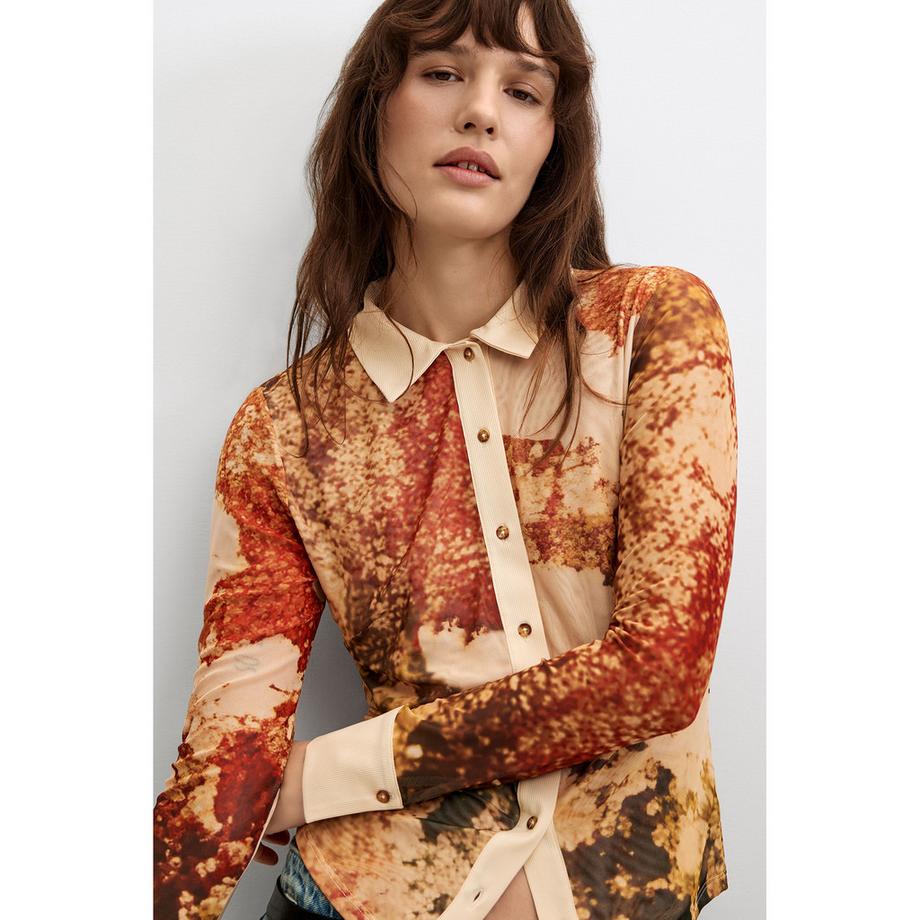 Desigual T-shirt à manches longues imprimé avec col  