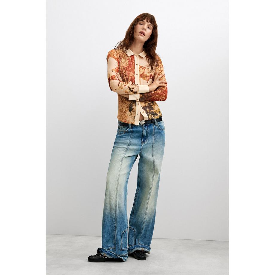Desigual T-shirt à manches longues imprimé avec col  