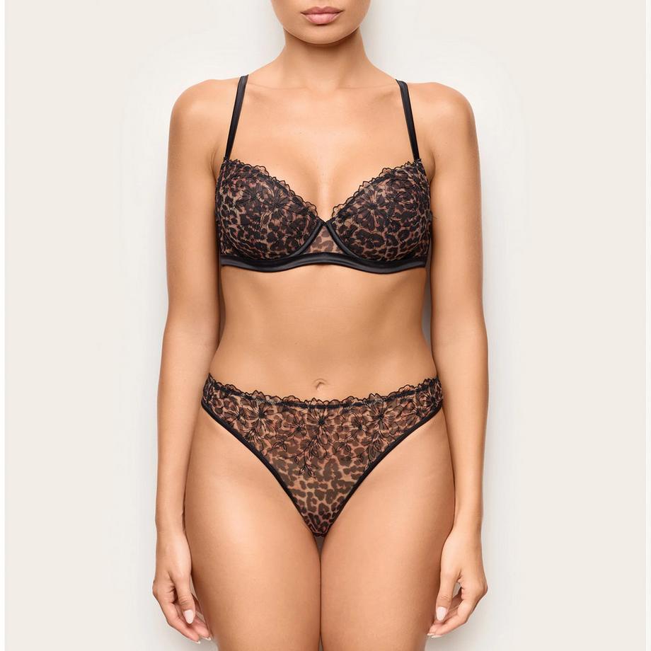 Yamamay Slip in pizzo con stampa leopardo  