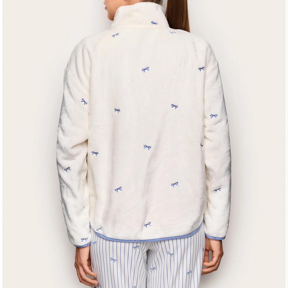 Yamamay Maglia del pigiama in pile con stampa a fiocco e chiusura a zip  