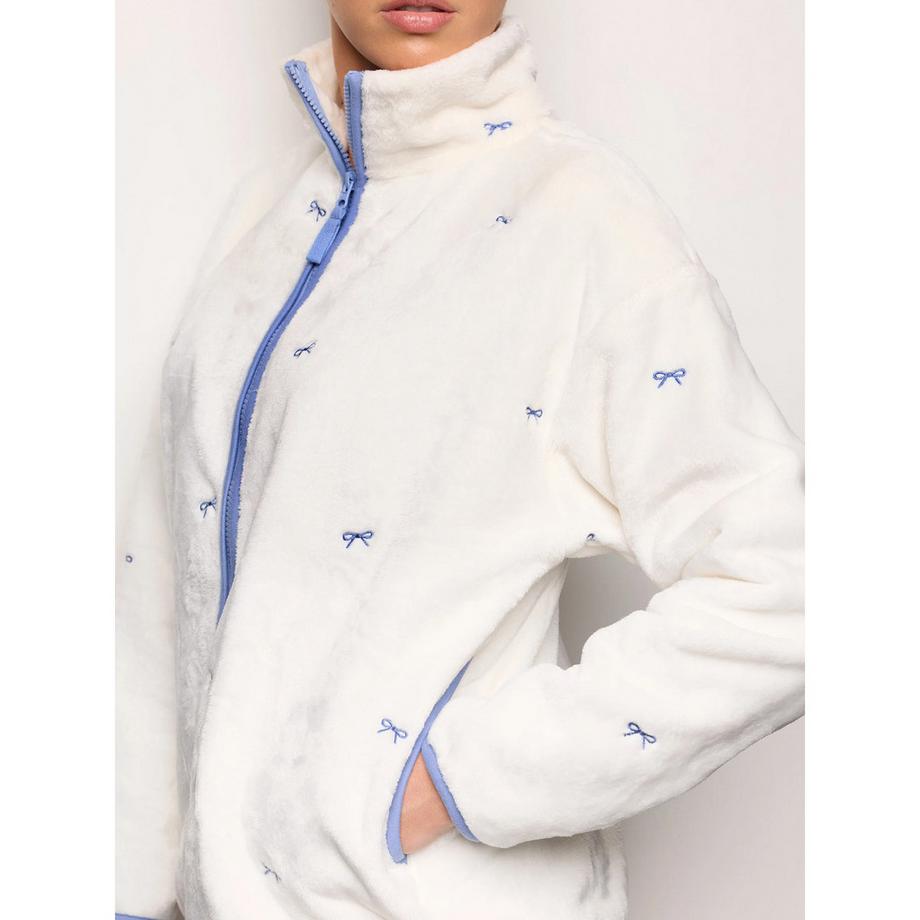 Yamamay Maglia del pigiama in pile con stampa a fiocco e chiusura a zip  