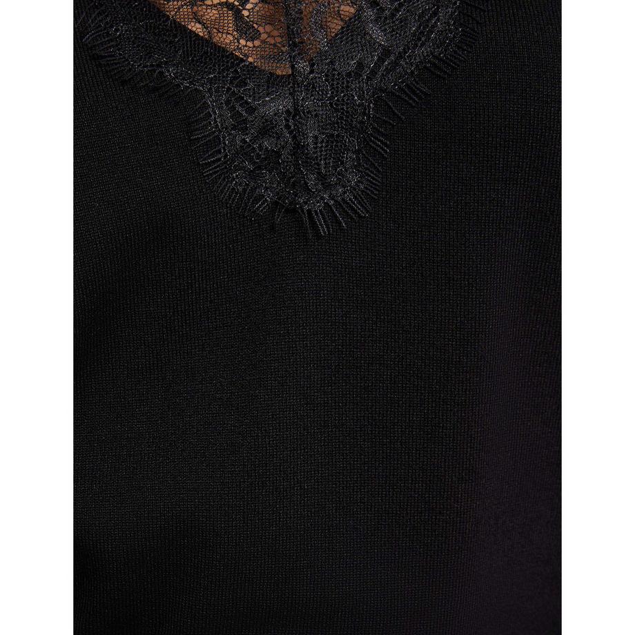MORGAN Pull col en V avec bordure en dentelle  