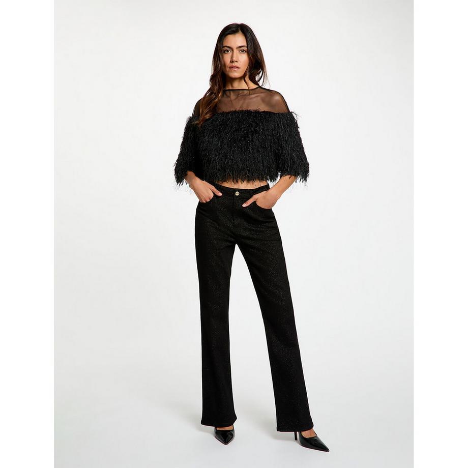 MORGAN Jeans large jambe avec paillettes  