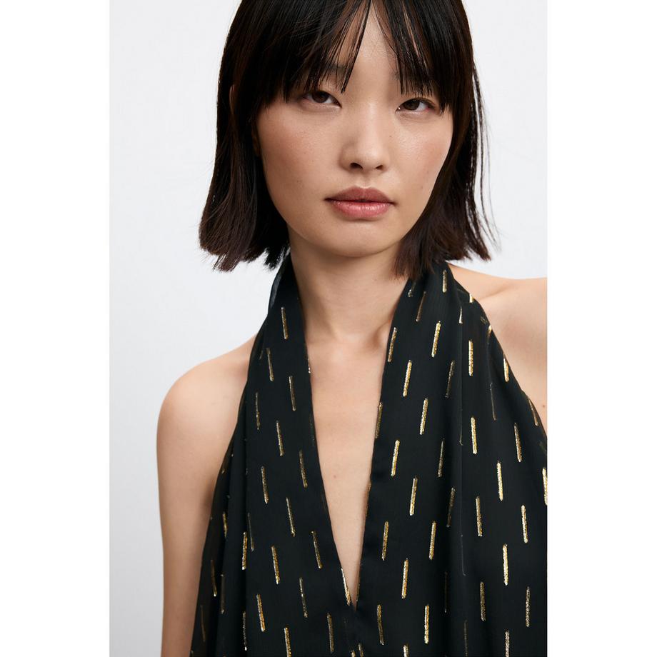 Desigual Robe col halter avec imprimé doré  