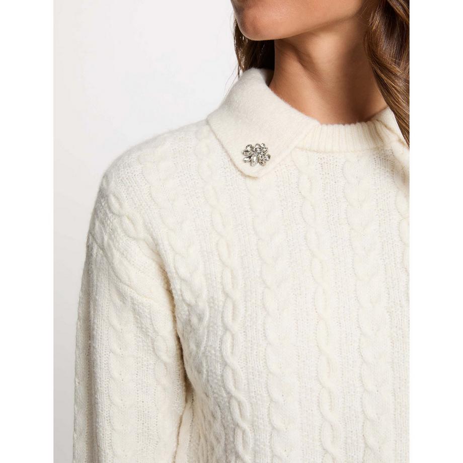 MORGAN Maglione a maglia intrecciata con collo e decorazioni  