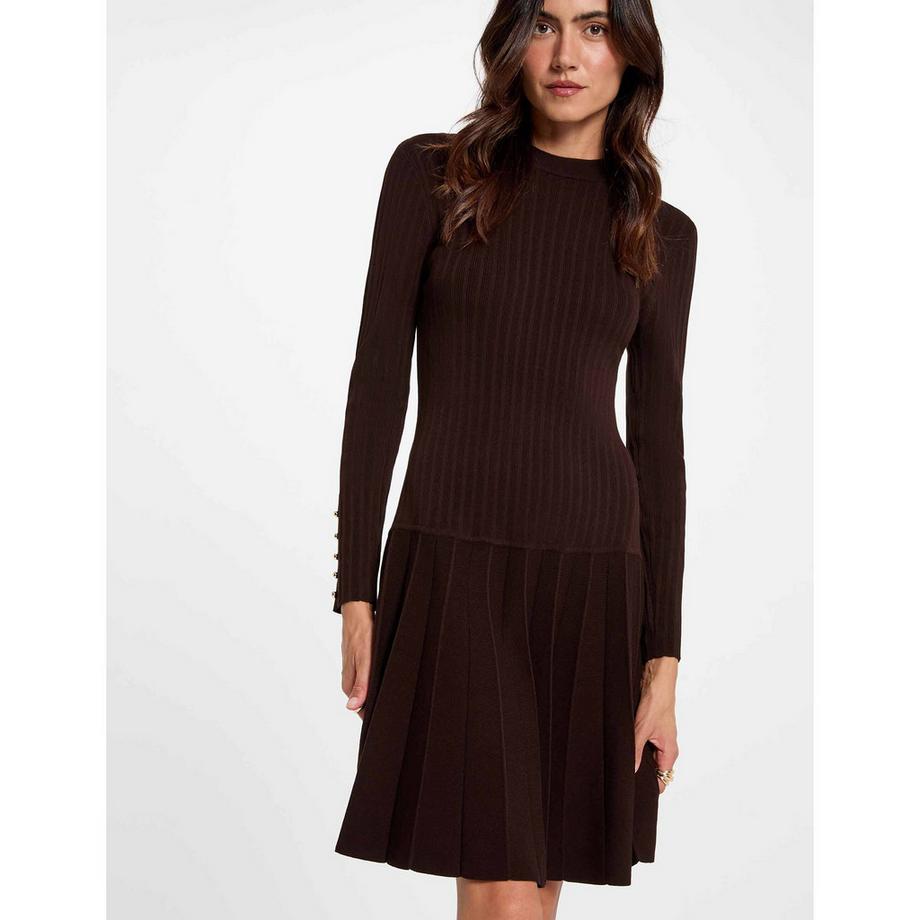 MORGAN Geripptes Strickkleid mit Faltenrock  